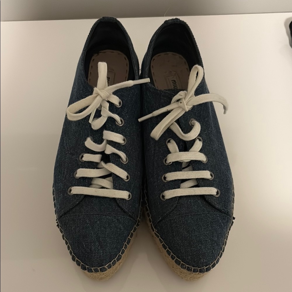 Miu miu Blue Denim Espadrille Sneakers